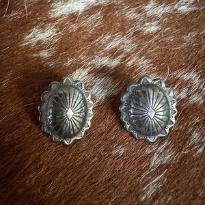 Sterling silver concho earrings